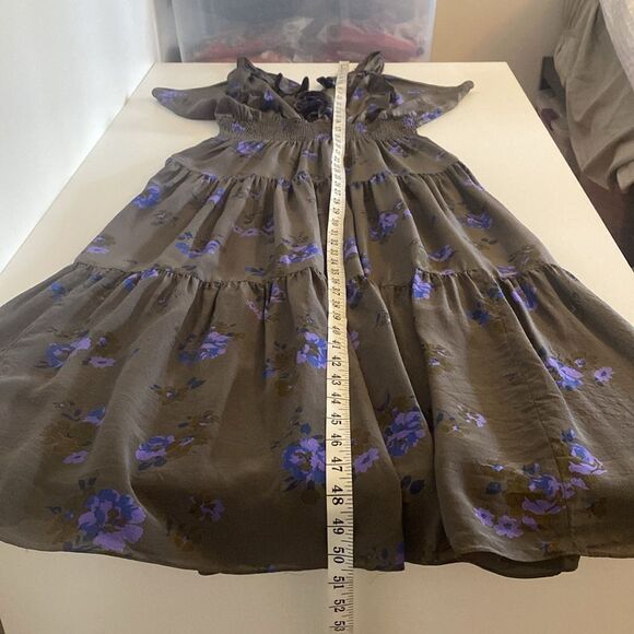 Rebecca Taylor Gray Silk Floral Maxi Dress Size 8 - Picture 12 of 12